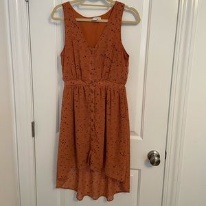Hi Low Burnt Orange Tank Dress with Star Pattern